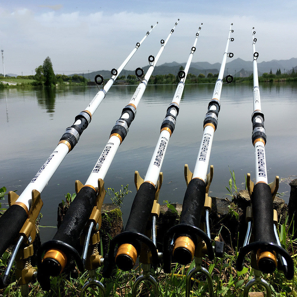 White Spinning Fishing Rod Carbon Fiber Telescopic Fish Rods